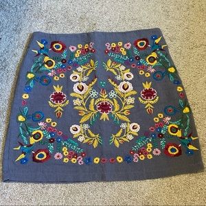 Floral Embroidered Mini Skirt